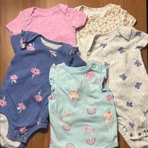 Carter's Baby Onesies Set in Pink, Blue, Gray, and Cream